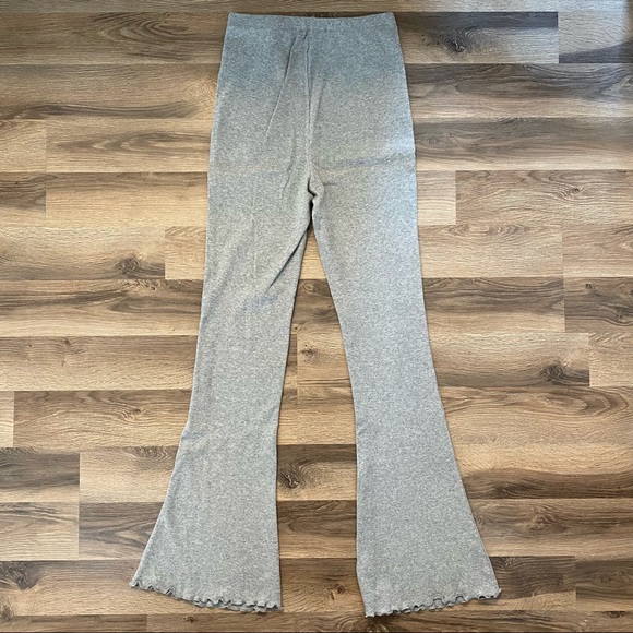 Grey High Waisted Flared Knit Pant - Picture 8 of 8